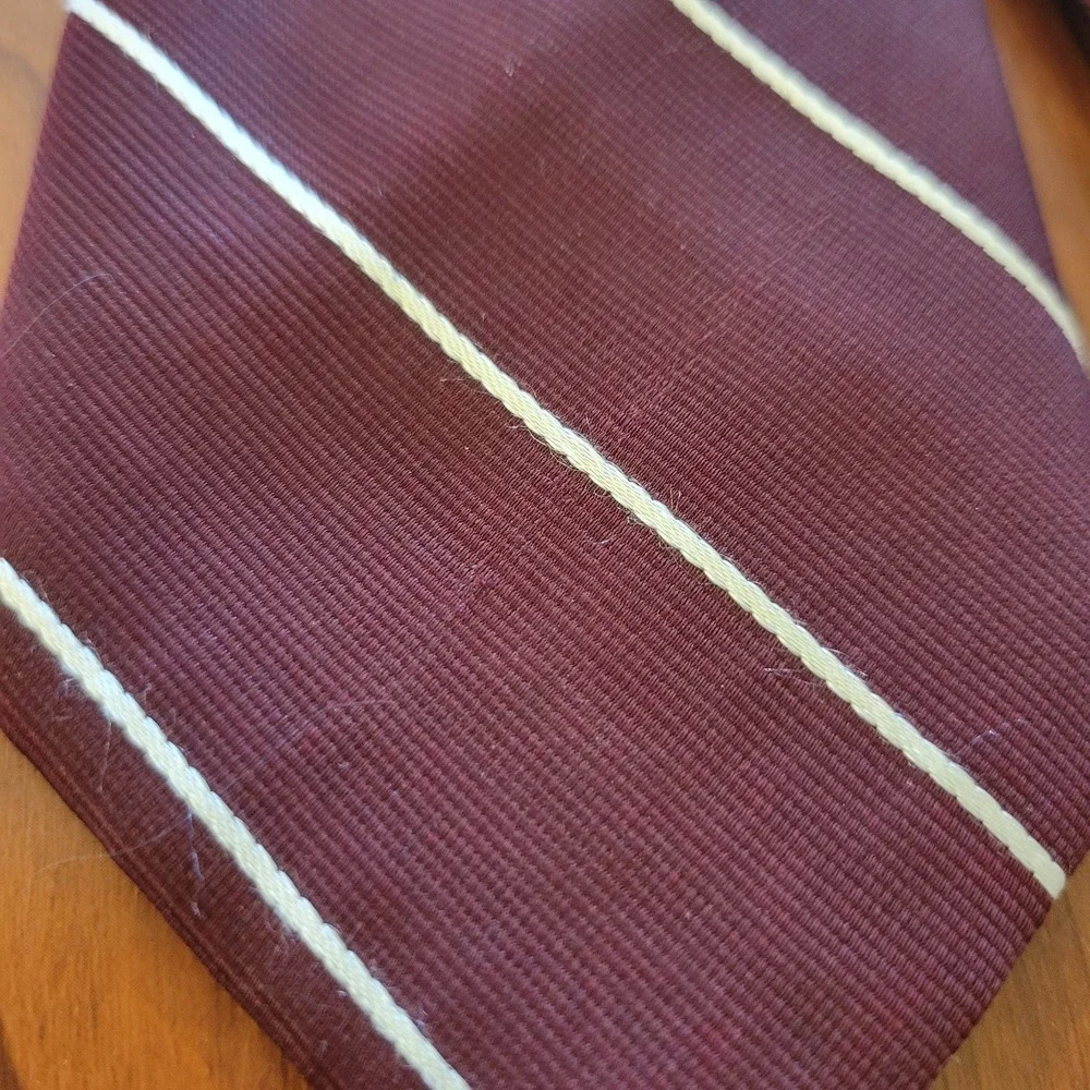 Vintage‎ Wembley Repp Tie Burgundy White Striped Classic Necktie 3 X 57